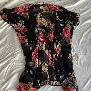 Band of Gypsies Black Floral Sheer Kimono